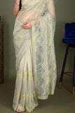 Traditional Beige Color Net Fabric Saree - women's fashion mart