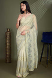 Traditional Beige Color Net Fabric Saree - women's fashion mart
