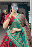 Art Silk Fabric Red Color Lehenga Choli With Winsome Foil Printed Work.
