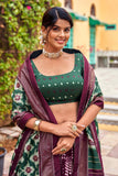 Appealing Function Wear Art Silk Fabric Lehenga Suit In Wine Color.