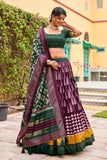Appealing Function Wear Art Silk Fabric Lehenga Suit In Wine Color.