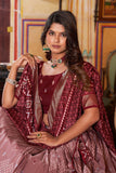 Attractive Art Silk Fabric Maroon Color Lehenga With Foil Printed Work.
