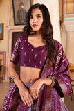Trendy Art Silk Fabric Purple Color Lehenga With Foil Printed Work.