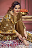 Marvellous Printed Work On Muslin Fabric Salwar Suit In Chikoo Color.