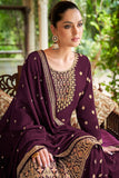 Art Silk Fabric Purple Color Function Wear Winsome Palazzo Suit.