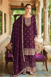Art Silk Fabric Purple Color Function Wear Winsome Palazzo Suit.