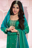 Nidhi shah Vichitra Fabric Green Color Supreme Palazzo Suit - women's fashion mart