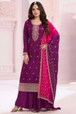 Nidhi shah Alluring Vichitra Fabric Wine Color Palazzo Suit - women's fashion mart