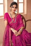 Excellent Chiffon Fabric Magenta Color Printed Saree - women's fashion mart
