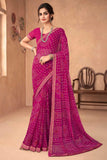 Excellent Chiffon Fabric Magenta Color Printed Saree - women's fashion mart