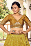 Yellow Chinon Fabric  Lovely Sangeet Wear Lehenga with Sequins Work - women's fashion mart