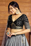 Sangeet special Black Chinon Fabric Sequins Design Lehenga - women's fashion mart