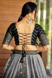 Sangeet special Black Chinon Fabric Sequins Design Lehenga - women's fashion mart