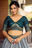 Trendy Blue Chinon Fabric Sequins Work Lehenga For Sangeet - women's fashion mart