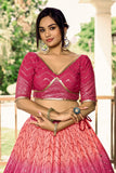 Elegant Pink Chinon Fabric Sangeet Wear Sequins Work Lehenga - women's fashion mart