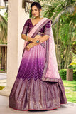 Sangeet look Chinon Fabric Sangeet Special Lehenga in Purple Color - women's fashion mart