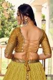 Yellow Chinon Fabric  Lovely Sangeet Wear Lehenga with Sequins Work - women's fashion mart