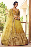 Yellow Chinon Fabric  Lovely Sangeet Wear Lehenga with Sequins Work - women's fashion mart