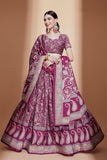 Chinon Fabric Purple Occasion Wear Digital Print Lehenga Choli.