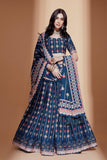 Blue Designer Digital Print Lehenga Choli.