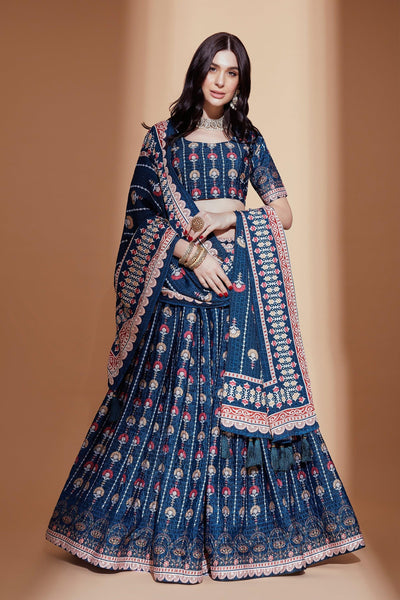 Blue Designer Digital Print Lehenga Choli.