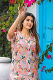 Cotton Fabric Casual Style Wondrous Co-Ord Set In Peach Color.
