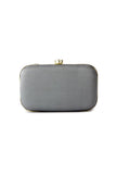 Charming Grey Color Fancy Fabric Embroidered Clutch.