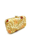 Classic Party Style White Color Clutch Purses In Fancy Fabric.