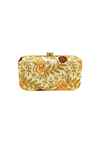 Classic Party Style White Color Clutch Purses In Fancy Fabric.