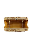 Solid Fancy Fabric Party Style Clutch Purses In Cream Color.