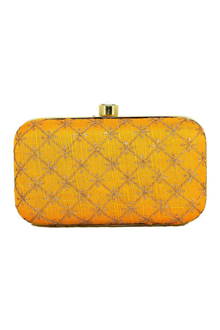 Mustard Color Party Style Engaging Fancy Fabric Clutch Purses.