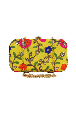 Yellow Color Fancy Fabric Party Style Lovely Clutch Purses.
