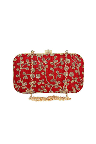Amazing Red Color Fancy Fabric Party Style Clutch.