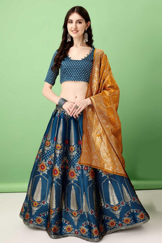 Art Silk Fabric Multi Color Delicate Lehenga With Jacquard Work - women's fashion mart