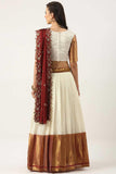 Art Silk Fabric Plain Lehenga Choli in Vibrant White Color - women's fashion mart