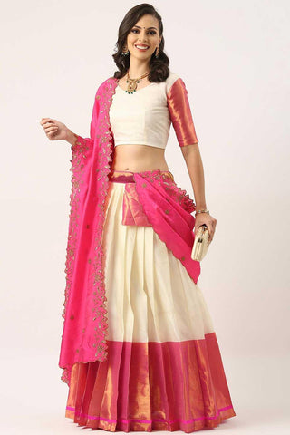 Gorgeous Art Silk Fabric White Color Plain Lehenga Choli - women's fashion mart