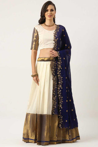 Stunning White Color Art Silk Fabric Plain Lehenga Choli - women's fashion mart