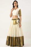 Art Silk Fabric Dazzling White Color Plain Lehenga Choli - women's fashion mart