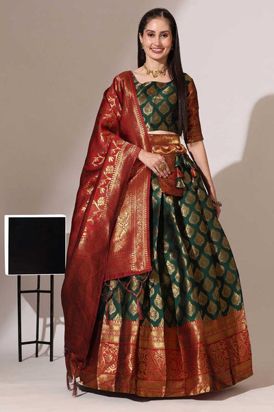 Art Silk Fabric Captivating Green Color Lehenga Choli - women's fashion mart