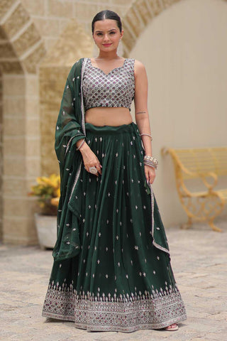 Beguiling Function Style Green Color Georgette Fabric Lehenga - women's fashion mart