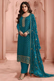 Nidhi shah Teal Color Lovely Dola Silk Salwar Suit - women's fashion mart