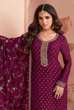 Nidhi shah Wine Color Inventive Dola Silk Salwar Suit - women's fashion mart