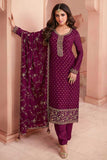 Nidhi shah Wine Color Inventive Dola Silk Salwar Suit - women's fashion mart