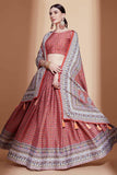 Pink Digital Print Chinon Fabric Reception Wear Lehenga Choli With Enchanting Blouse.