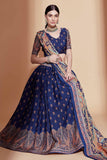 Digital Print Blue Chinon Fabric Occasion Wear Lehenga Choli.