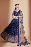 Digital Print Blue Chinon Fabric Occasion Wear Lehenga Choli.