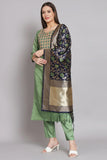 Art Silk Fabric Embroidered Sea Green Color Readymade Designer Salwar Suit With Banarasi Silk Dupatta.