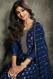 Shilpa Shetty Embroidered Jacquard Fabric Designer Straight Cut Long Salwar Kameez.