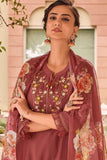 Maroon Color Fancy Fabric Printed Readymade Salwar Suit.