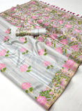 Art Silk Fabric Jacquard Work Grey Color Saree.